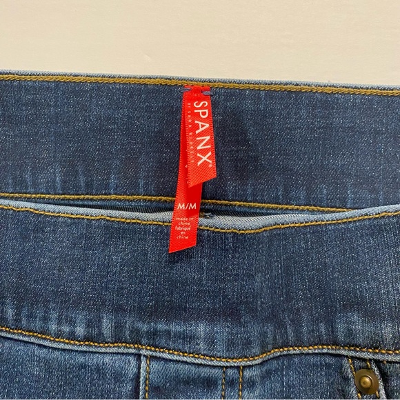 SPANX Distressed Medium Wash Denim Skinny Ankle Jeggings Size M - Picture 7 of 16